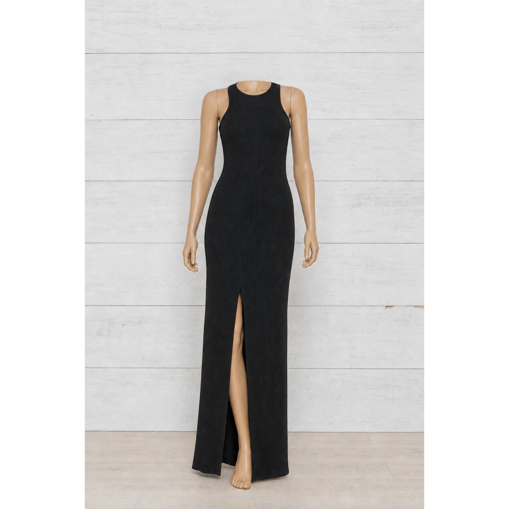 Poster Grl Ribbed Slit Maxi Tank Dress Black Small Womens Streetwear Bodycon